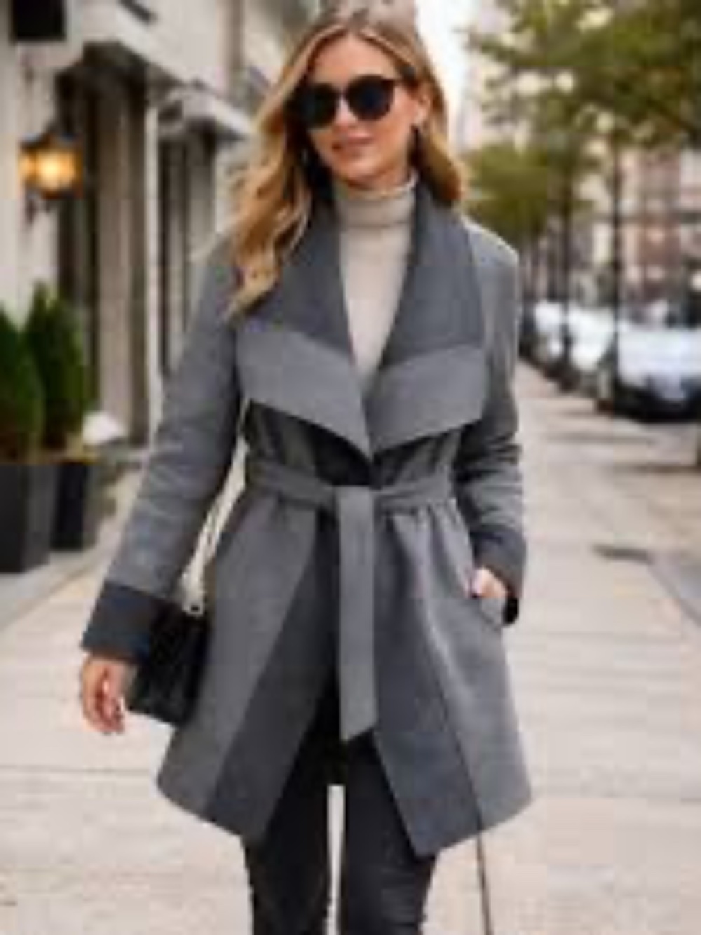 Diane Von Furstenberg XS Mackenzie Wool-Blend Wrap Coat